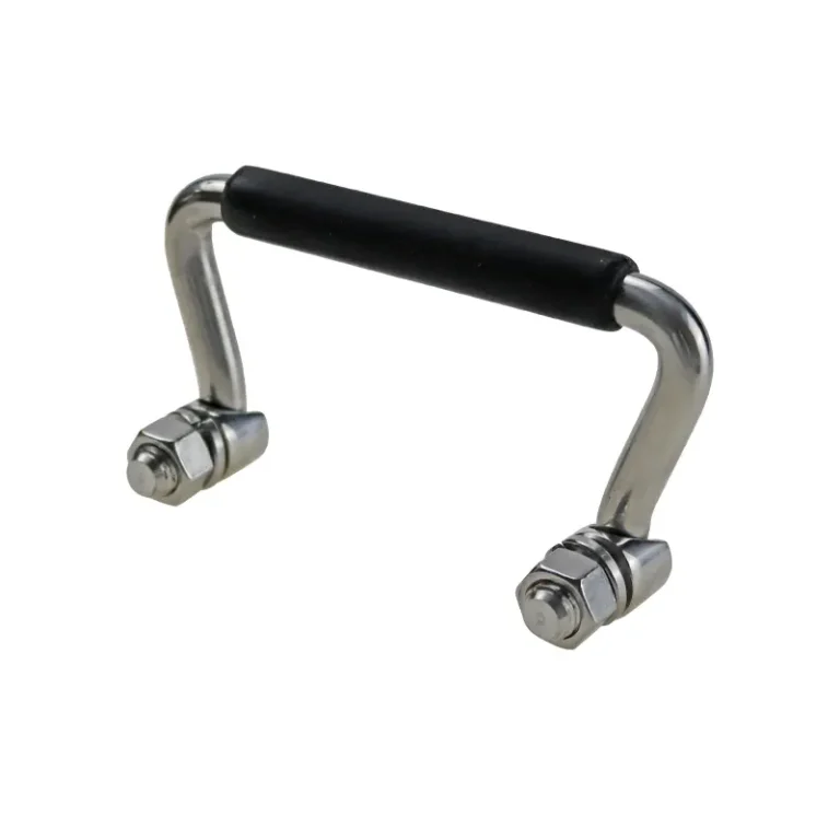 Asa plegable de acero inoxidable con empuñadura de goma para chasis y cajas de transporte