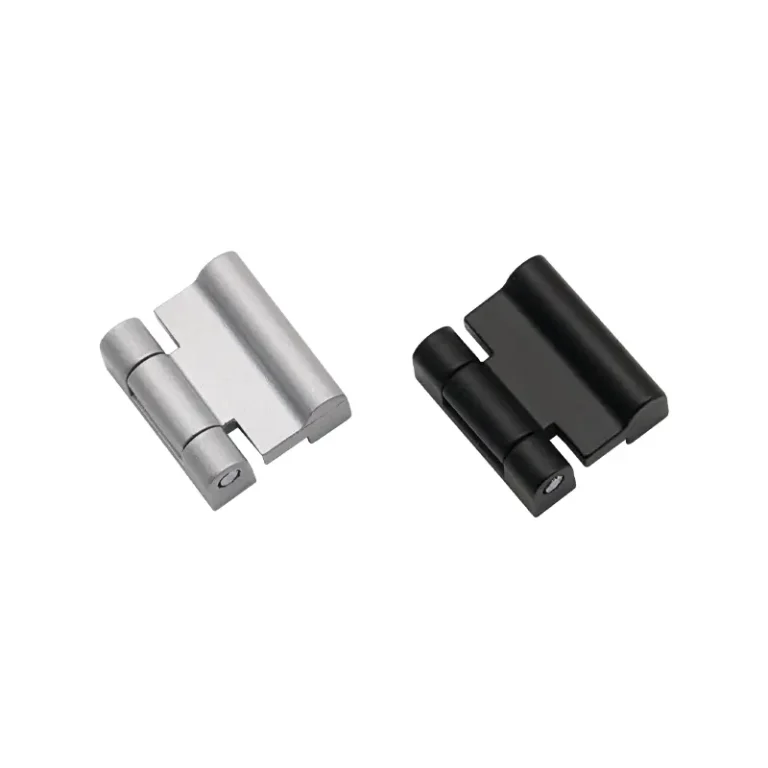 Bisagra de zinc negro mate para caja industrial de chapa
