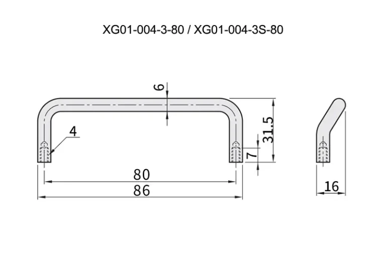Asa angular con doble curvatura para gabinete industrial — Plano dimensional