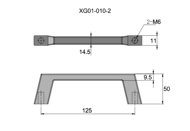 Asa de zinc perfil rectangular para paneles y maquinaria — Plano dimensional