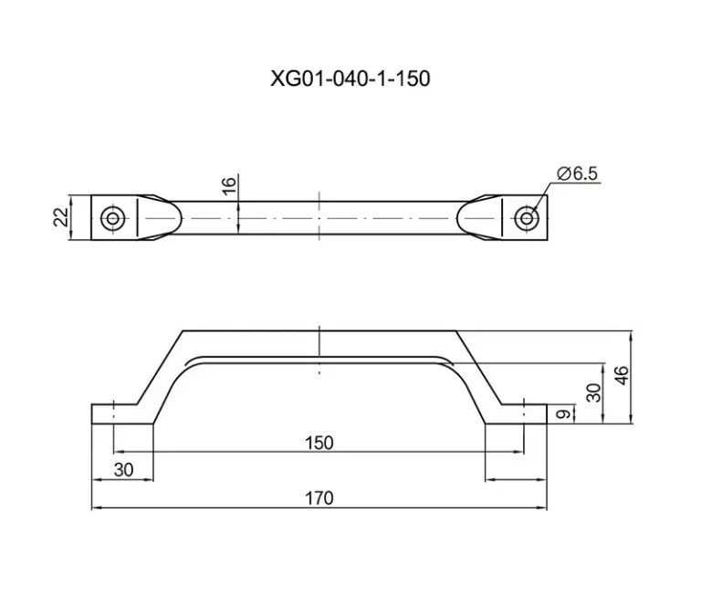 Asa de puente arqueada para servicio pesado — Plano dimensional
