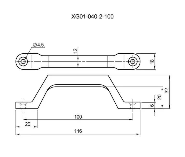 Asa inox. bordes redondeados para maquinaria y equipos ecológicos — Plano dimensional