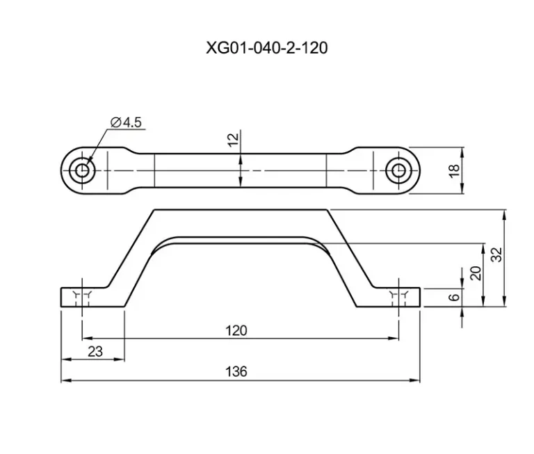 Asa inox. bordes redondeados para maquinaria y equipos ecológicos — Plano dimensional