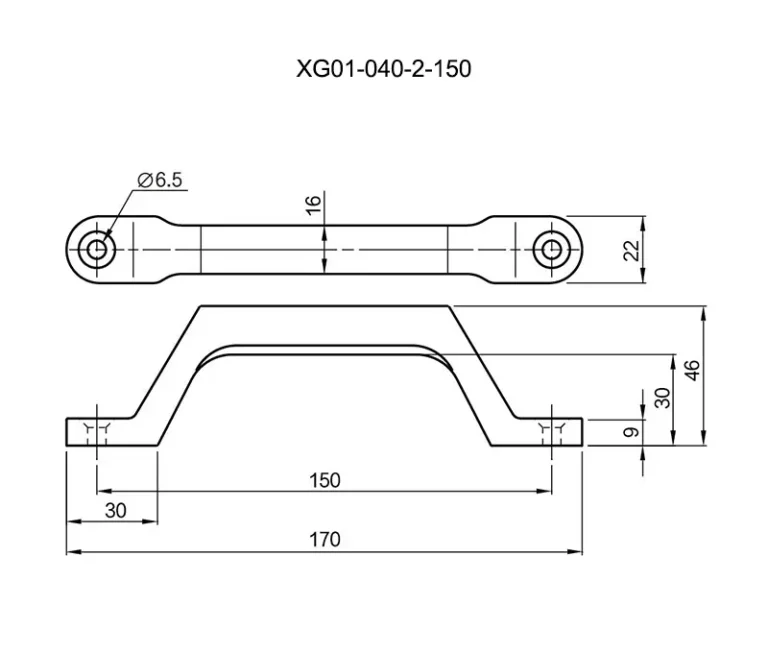 Asa inox. bordes redondeados para maquinaria y equipos ecológicos — Plano dimensional
