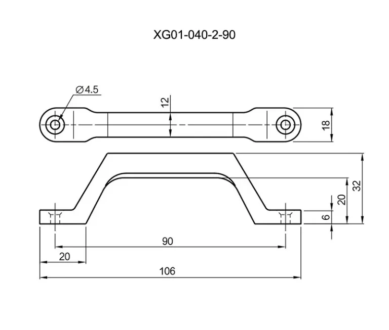 Asa inox. bordes redondeados para maquinaria y equipos ecológicos — Plano dimensional