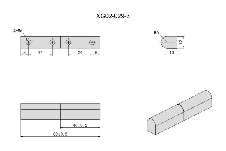Bisagra escalonada giratoria de acero inoxidable para paneles — Plano dimensional
