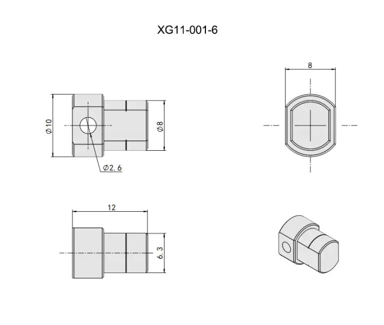 Bisagra cilíndrica oculta con amortiguación para brazos articulados — Plano dimensional