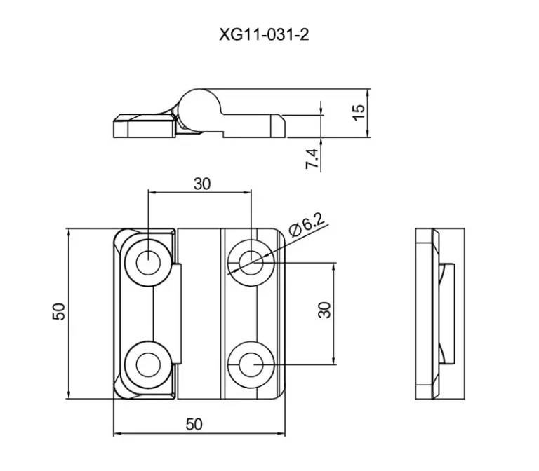 Bisagra de torque para armarios eléctricos de 40, 50 y 60 mm — Plano dimensional