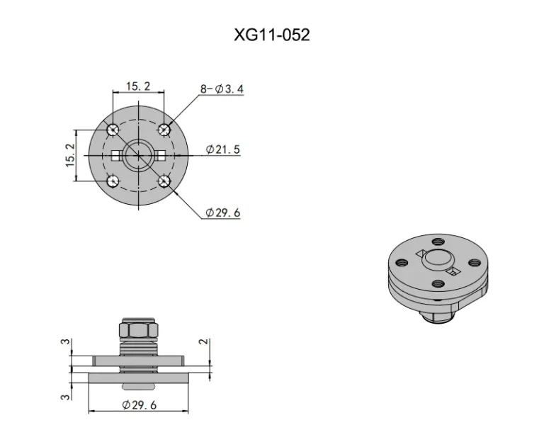Dispositivo de torsión de disco niquelado ajustable 0-6 N·m — Plano dimensional